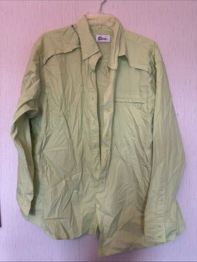 NWOT World wide sports fishing Light Green Button-Up Shirt